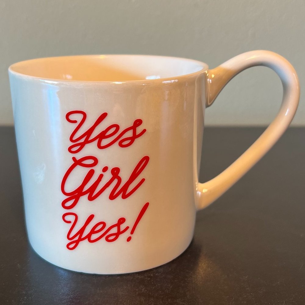 Threshold YES GIRL YES Pearl Iridescent Porcelain Coffee Mug 12oz Tea Cup Gift